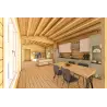 Maison habitable en bois en forme de fer à cheval AMBRA 96 m², 100mm, espace de vie ouvert