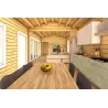 Maison habitable en bois en forme de fer à cheval AMBRA 96 m², 100mm, intérieur cuisine