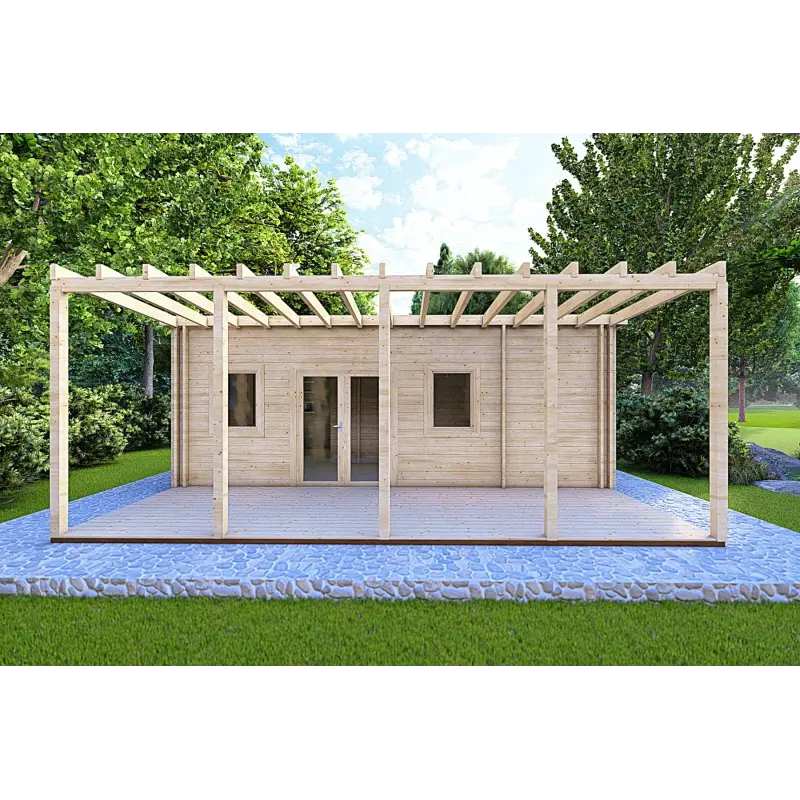 Maison en bois avec 3 pièces ISOBEL 50 m², 44/100/44 mm, vue frontale