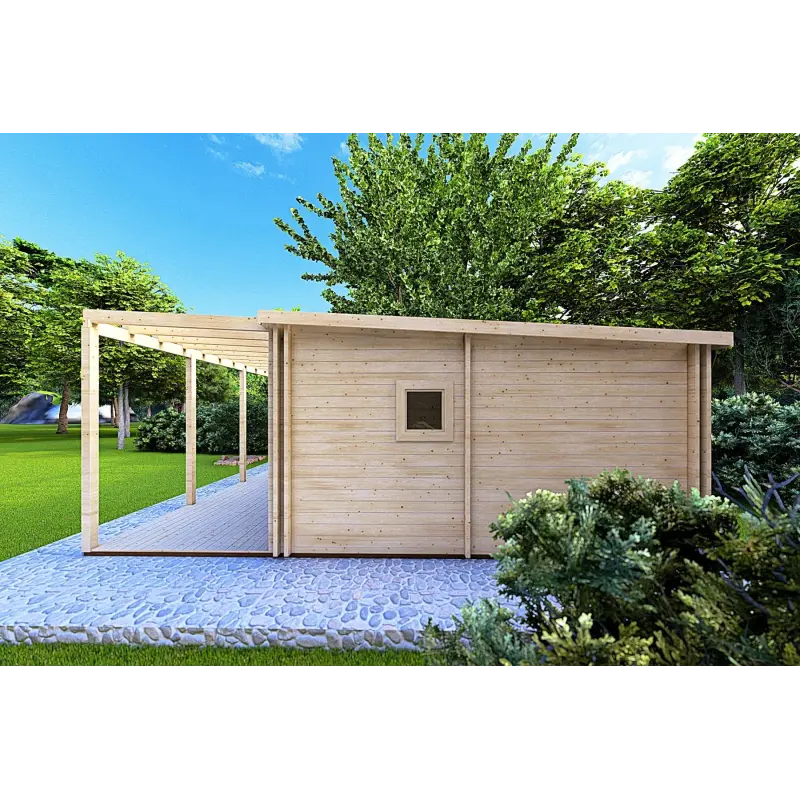 Maison en bois avec 3 pièces ISOBEL 50 m², 44/100/44 mm, côté droit