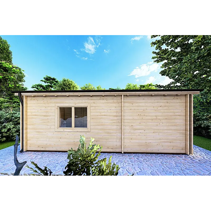 Maison en bois avec 3 pièces ISOBEL 50 m², 44/100/44 mm, vue arrière