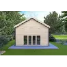 Maison en bois avec mezzanine MAGGIE 6x7 60/100/30/40 mm, vue frontale