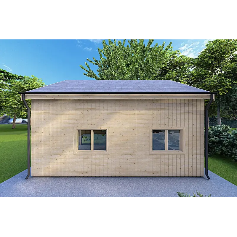 Maison en bois avec mezzanine MAGGIE 6x7 60/100/30/40 mm, côté droit