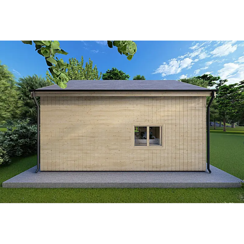 Maison en bois avec mezzanine MAGGIE 6x7 60/100/30/40 mm, côté gauche