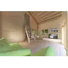 Maison en bois avec mezzanine MAGGIE 6x7 60/100/30/40 mm, espace de vie ouvert