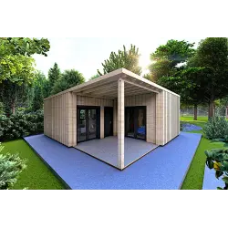 Maison en bois LUCIA 60 m², 60/100/30/40 mm, façade côté droit