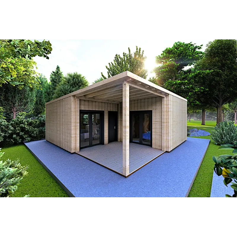 Maison en bois LUCIA 60 m², 60/100/30/40 mm, façade côté droit