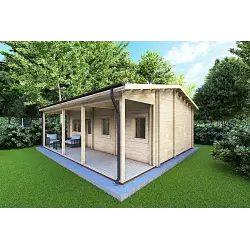 Maison isolée pour campings EMMA 8x7, 44/100/44 mm, façade côté droit