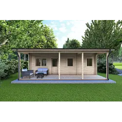 Maison isolée pour campings EMMA 8x7, 44/100/44 mm, vue frontale