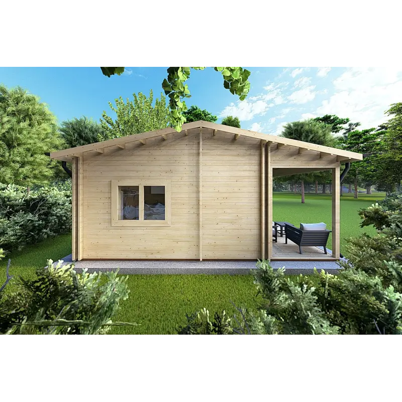 Maison isolée pour campings EMMA 8x7, 44/100/44 mm, côté gauche