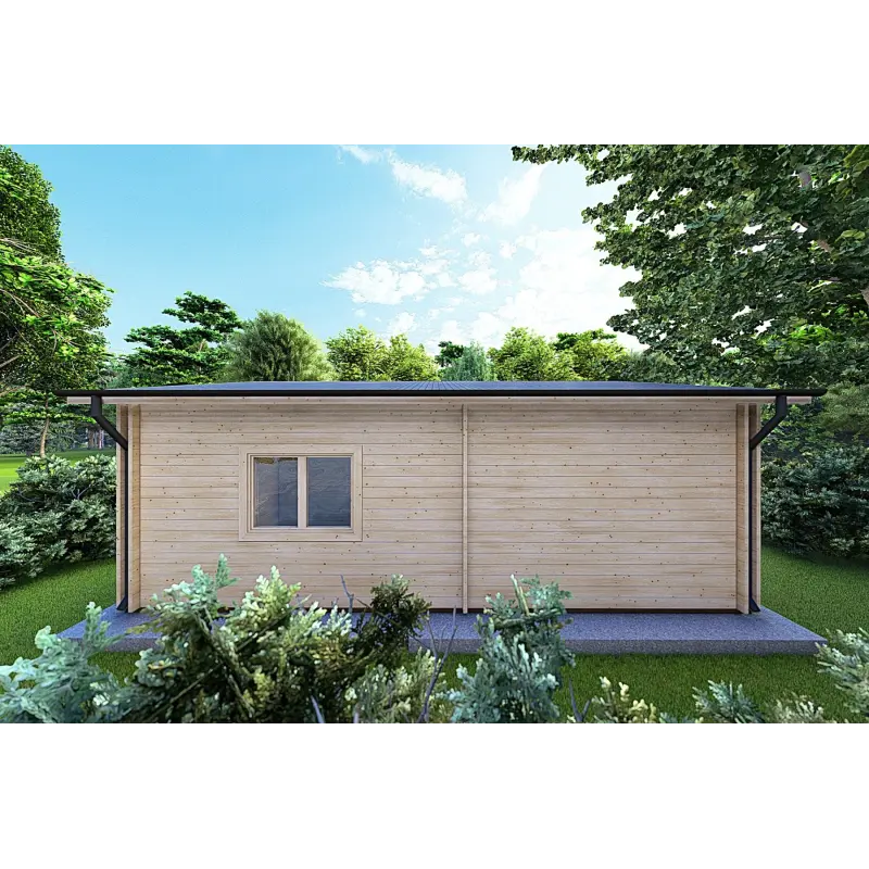 Maison isolée pour campings EMMA 8x7, 44/100/44 mm, vue arrière
