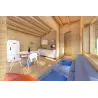 Maison isolée pour campings EMMA 8x7, 44/100/44 mm, espace de vie ouvert