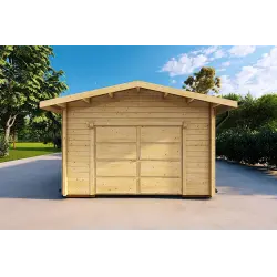 Garage en bois ventilé 6.2x4.2, 70mm, vue frontale