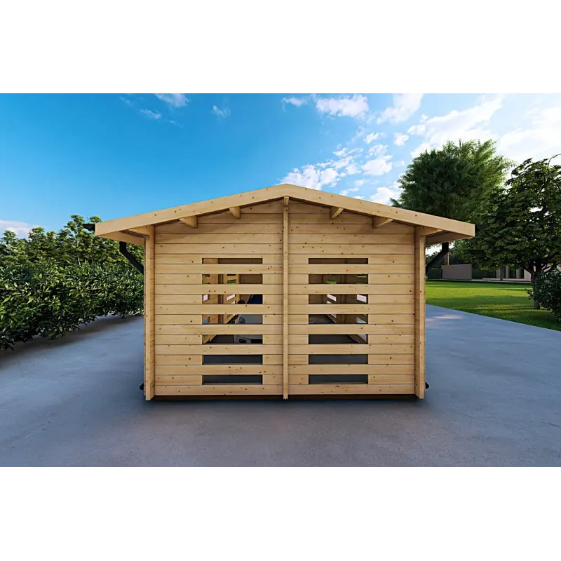 Garage en bois ventilé 6.2x4.2, 70mm, vue arrière