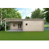 Maison en bois avec patio MILENA 9x6.5, 44/100/44 mm, vue frontale