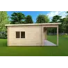 Maison en bois avec patio MILENA 9x6.5, 44/100/44 mm, côté gauche