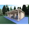 Maison en bois isolée avec excellente isolation thermique AGATA 75 m², 44/120/44 mm, façade côté droit
