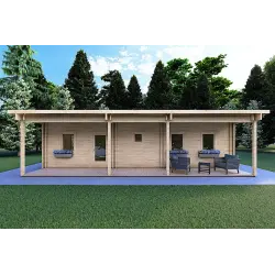 Maison en bois isolée avec excellente isolation thermique AGATA 75 m², 44/120/44 mm, vue frontale