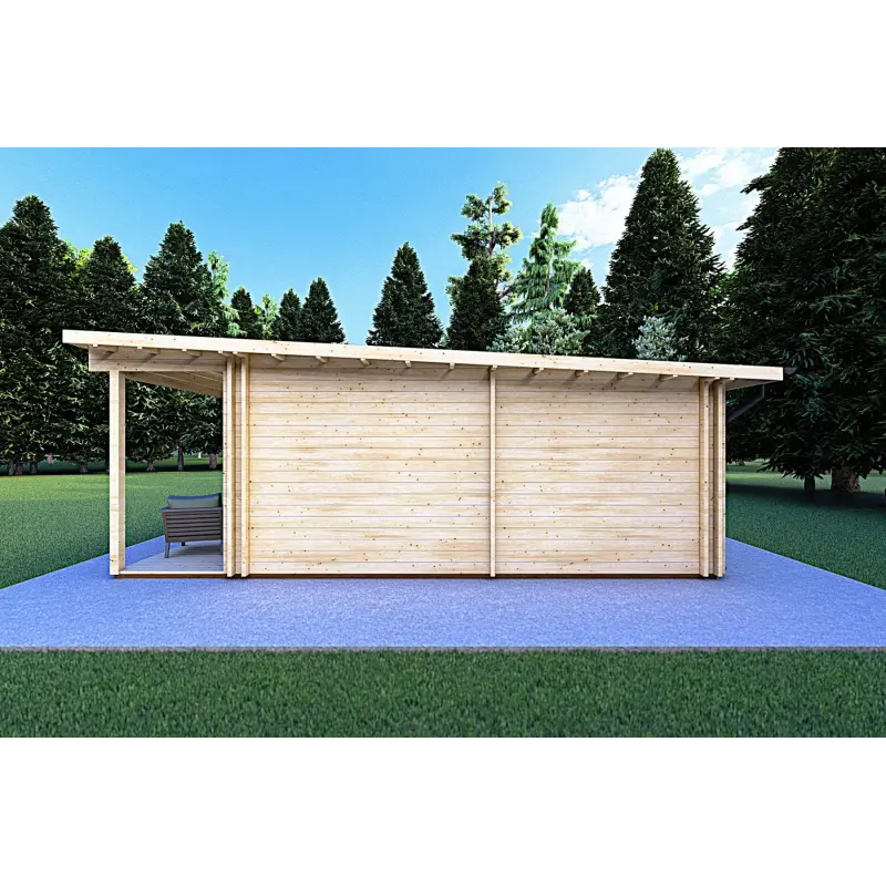 Maison en bois isolée avec excellente isolation thermique AGATA 75 m², 44/120/44 mm, côté droit