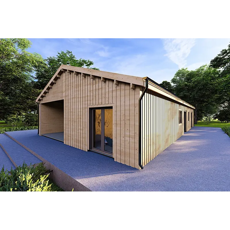 Maison préfabriquée en bois ARYA 180 m², 60/120/30/40 mm, façade côté droit