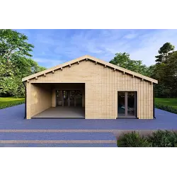 Maison préfabriquée en bois ARYA 180 m², 60/120/30/40 mm, vue frontale