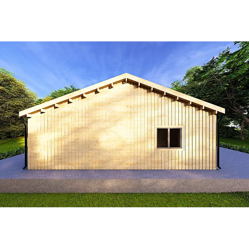 Maison préfabriquée en bois ARYA 180 m², 60/120/30/40 mm, vue arrière