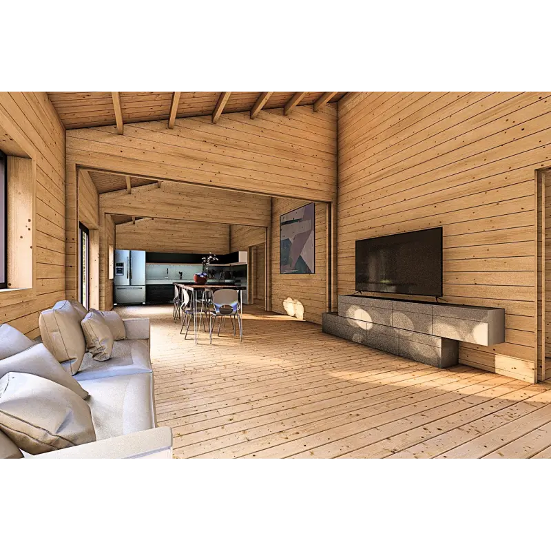 Maison préfabriquée en bois ARYA 180 m², 60/120/30/40 mm, intérieur