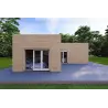 Chalet en bois habitable​ toit plat YARA 55 m², 60/120/30/40 mm, vue frontale