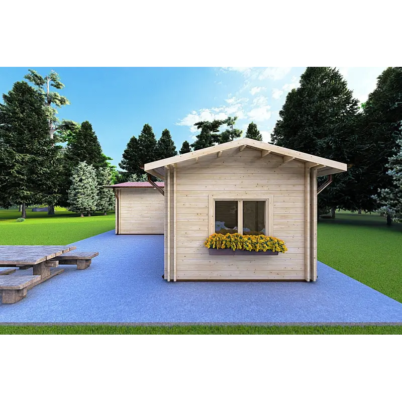 Maison isolée en L TANIA 50 m², 44/100/44 mm, côté droit