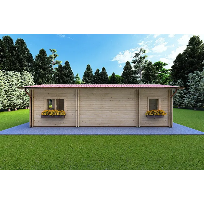 Maison isolée en L TANIA 50 m², 44/100/44 mm, vue arrière