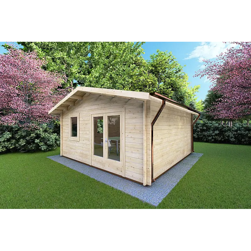 Remise en bois MATILDE 5x5, 44mm, façade côté droit