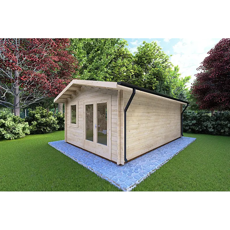 Maison en bois de jardin MATILDE 6x4, 44mm, façade côté droit