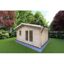 Abris de jardin en bois EMILY 5x4, 44mm, façade côté droit