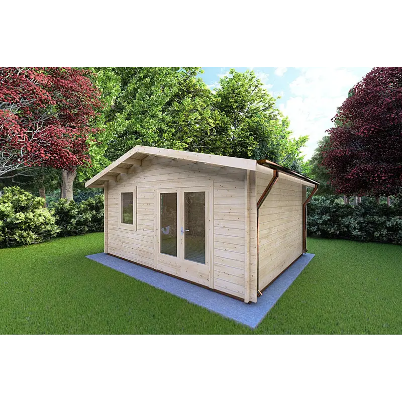 Abris de jardin en bois EMILY 5x4, 44mm, façade côté droit