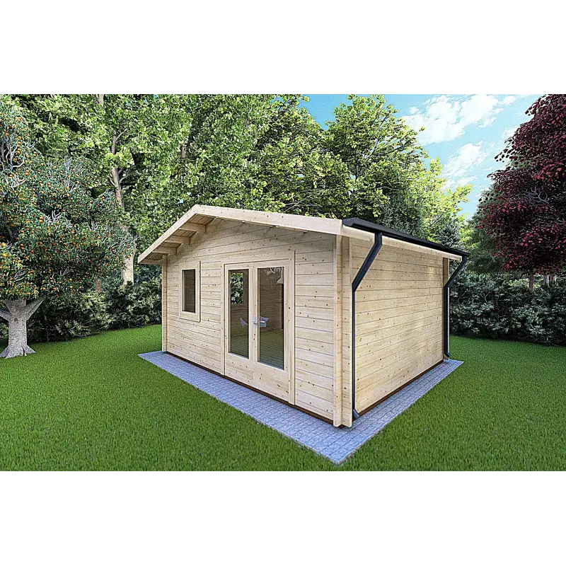 Maison en bois de jardin EMILY 6x4, 44mm, façade côté droit