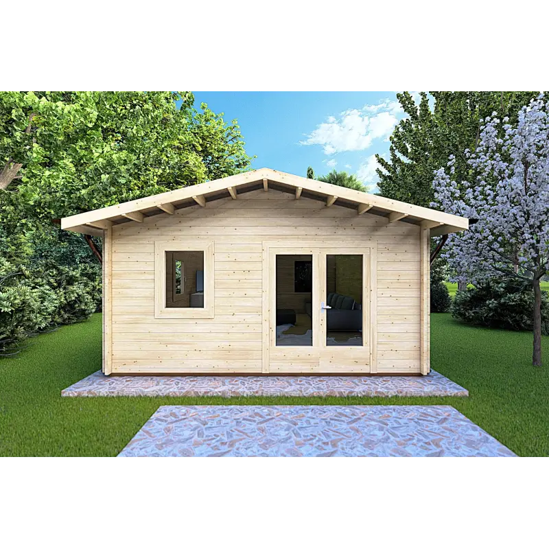 Remise en bois EMILY 5x6, 44mm, vue frontale