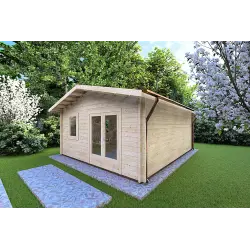 Remise en bois EMILY 5x6, 44mm, façade côté droit