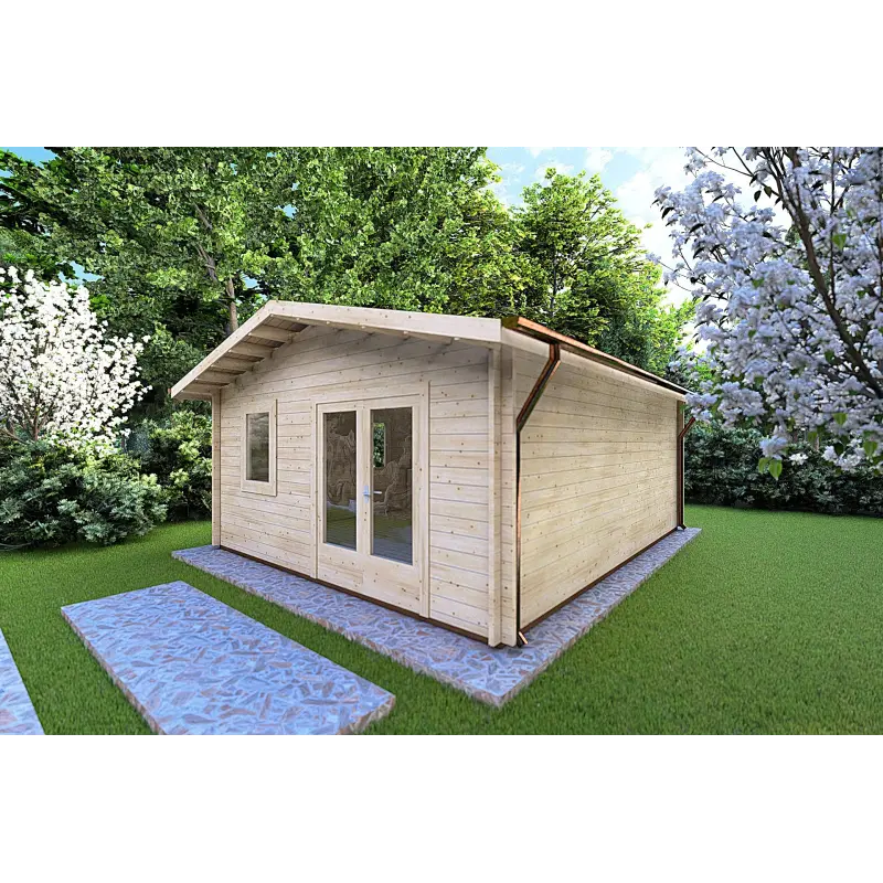Remise en bois EMILY 5x6, 44mm, façade côté droit