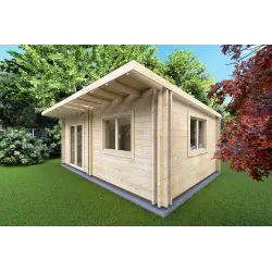 Maison en bois une pièce ELENA 25 m² 44/100/44 mm, façade côté droit