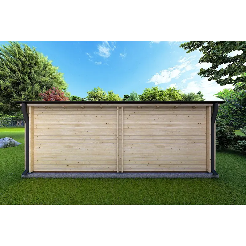 Maison en bois une pièce ELENA 25 m² 44/100/44 mm, vue arrière