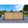 Garage en bois double avec toit mono-pente 6x6, 44mm, vue arrière