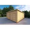 Garage en bois double avec toit mono-pente 6x6, 44mm, façade côté droit