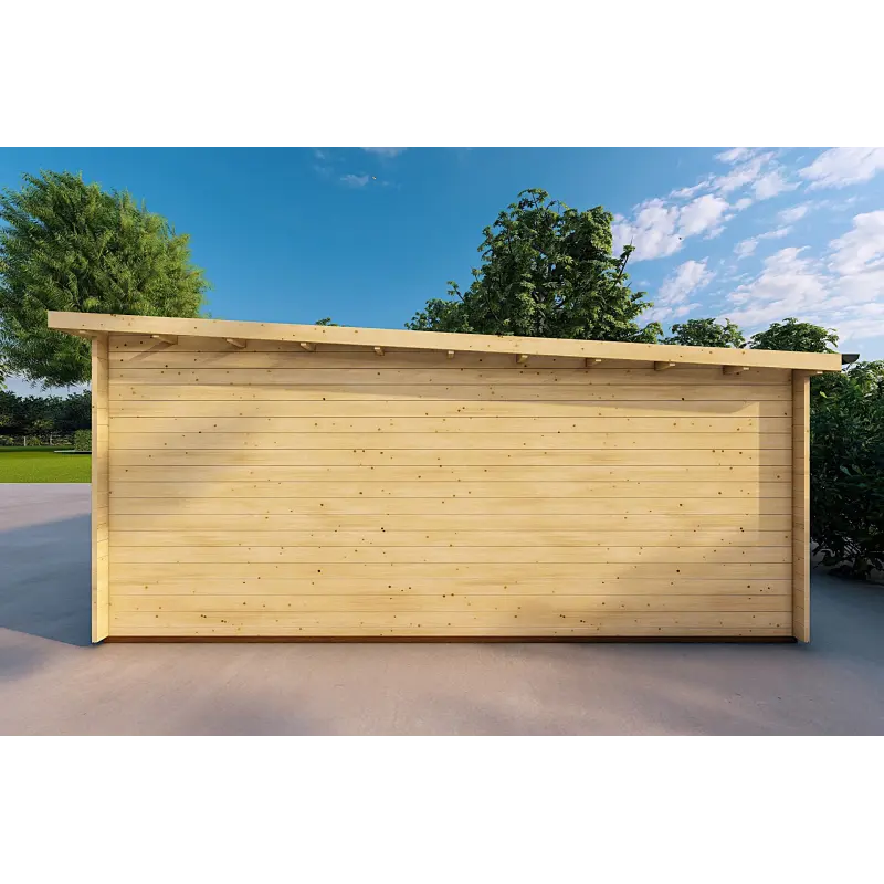 Garage en bois double avec toit mono-pente 6x6, 44mm, côté droit