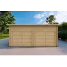 Garage en bois double avec toit mono-pente 6x6, 44mm, vue frontale