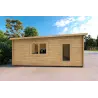 Garage en bois double avec toit mono-pente 6x6, 44mm, côté gauche
