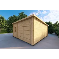 Garage en bois avec débarras indépendant 6x5.4, 44mm, façade côté droit