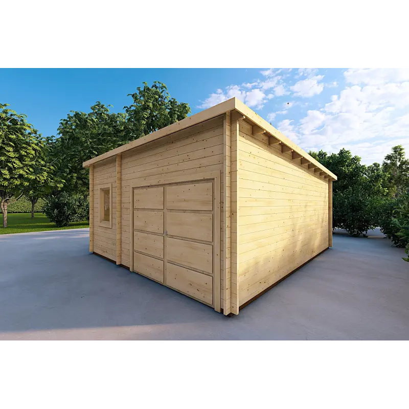 Garage en bois avec débarras indépendant 6x5.4, 44mm, façade côté droit