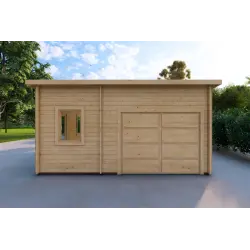 Garage en bois avec débarras indépendant 6x5.4, 44mm, vue frontale