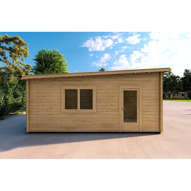 Garage en bois avec débarras indépendant 6x5.4, 44mm, vue arrière