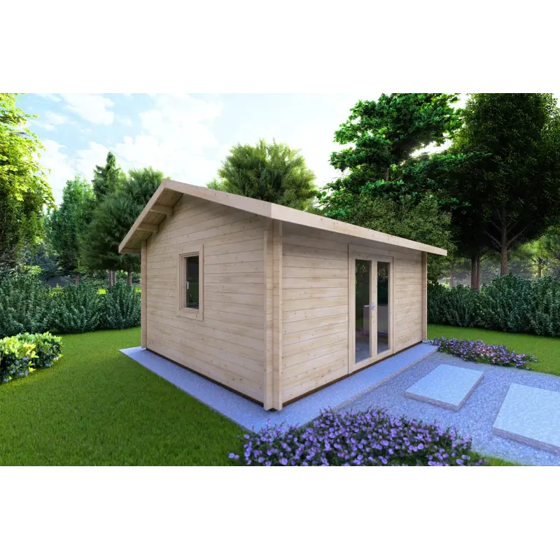 Remise en bois CLARA 5.2x4.2, 44mm, façade côté gauche